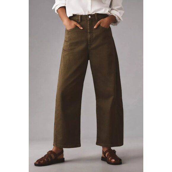 The Kenna Mid-Rise Heritage Barrel Jeans by Pilcro GARDEN GREEN 32 - Picture 1 of 5